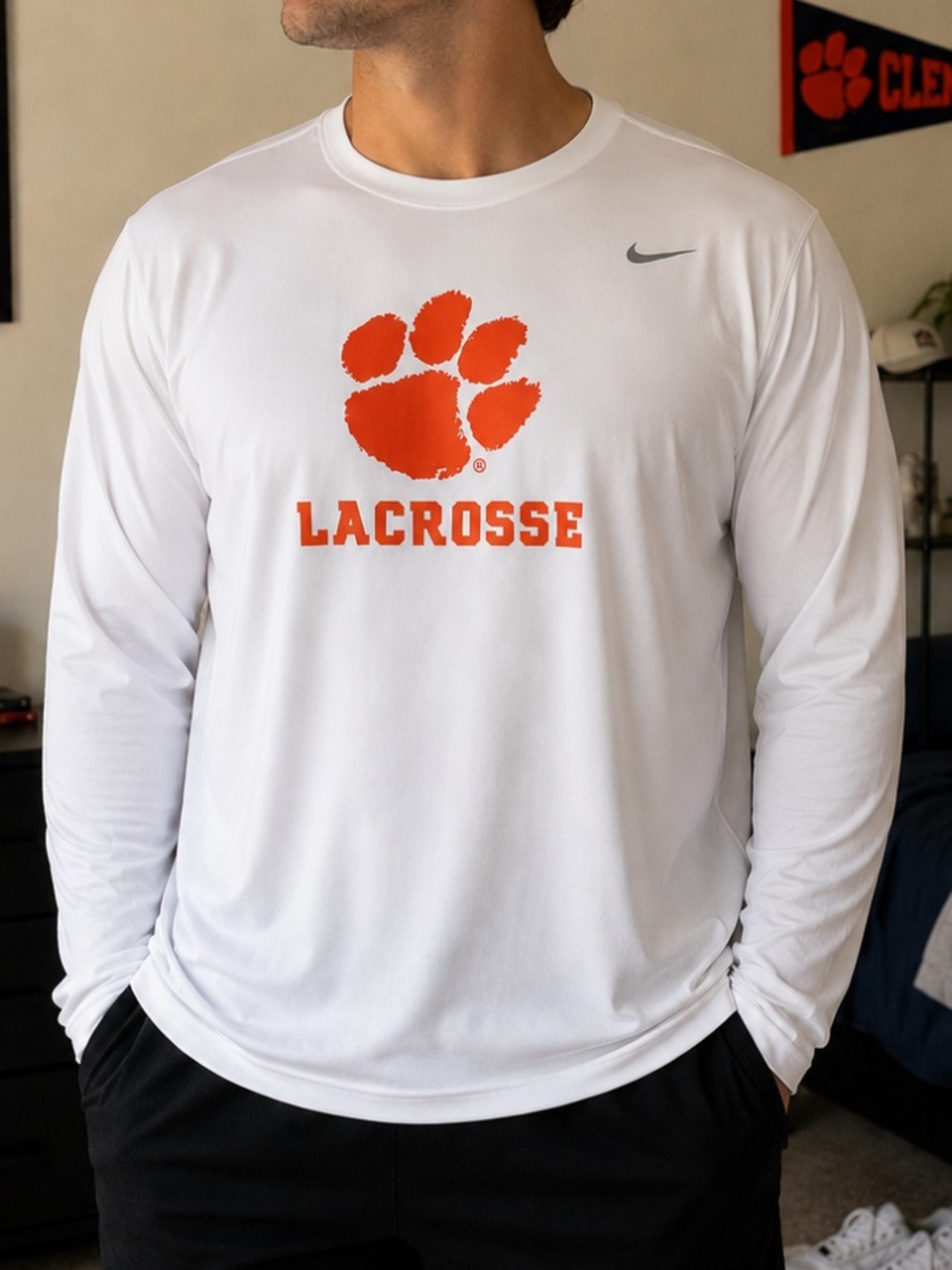 NWT Men's Clemson Tigers Lacrosse Dri-FIT Long Sleeve Training Shirt 3XL